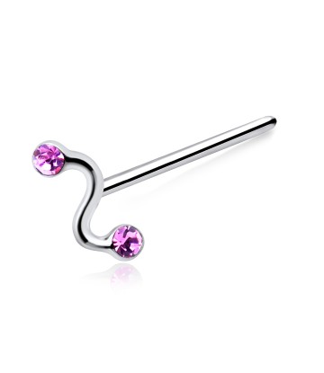 Stone Encrusted Straight Nose Stud Silver NSKA-46